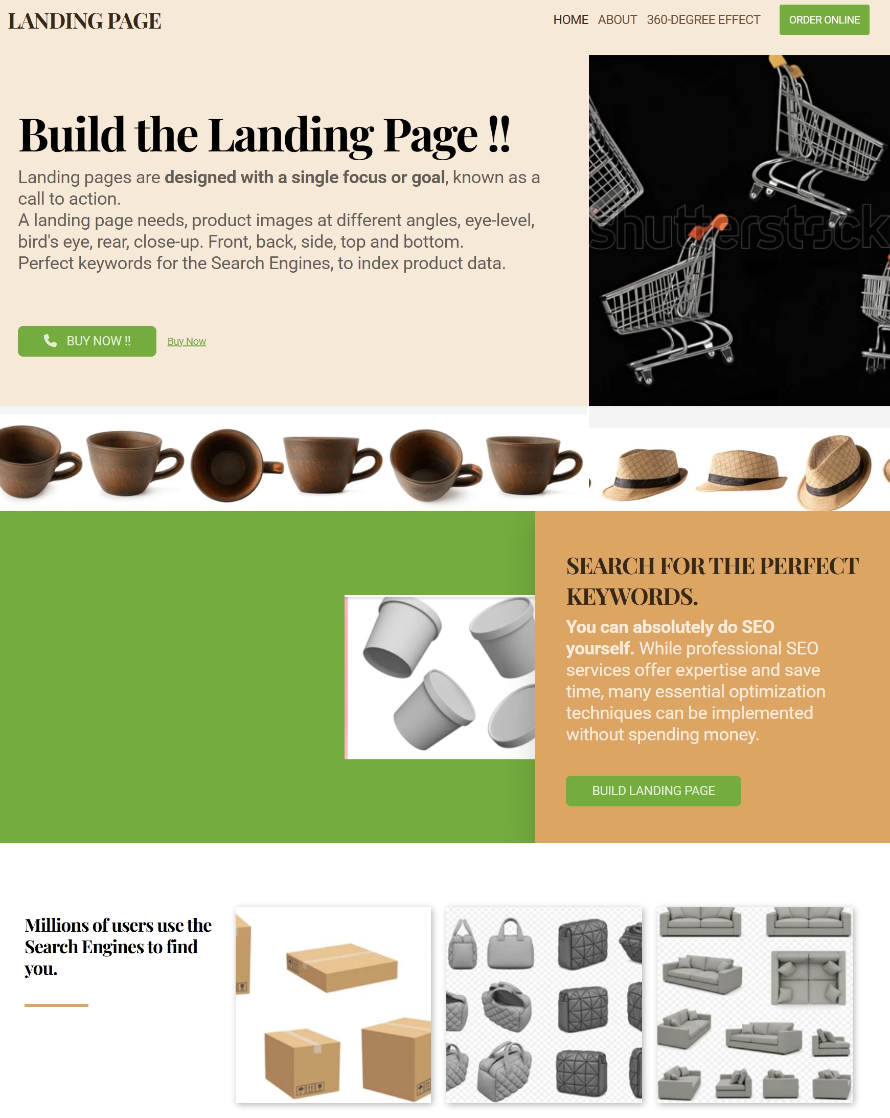 landing page, templates